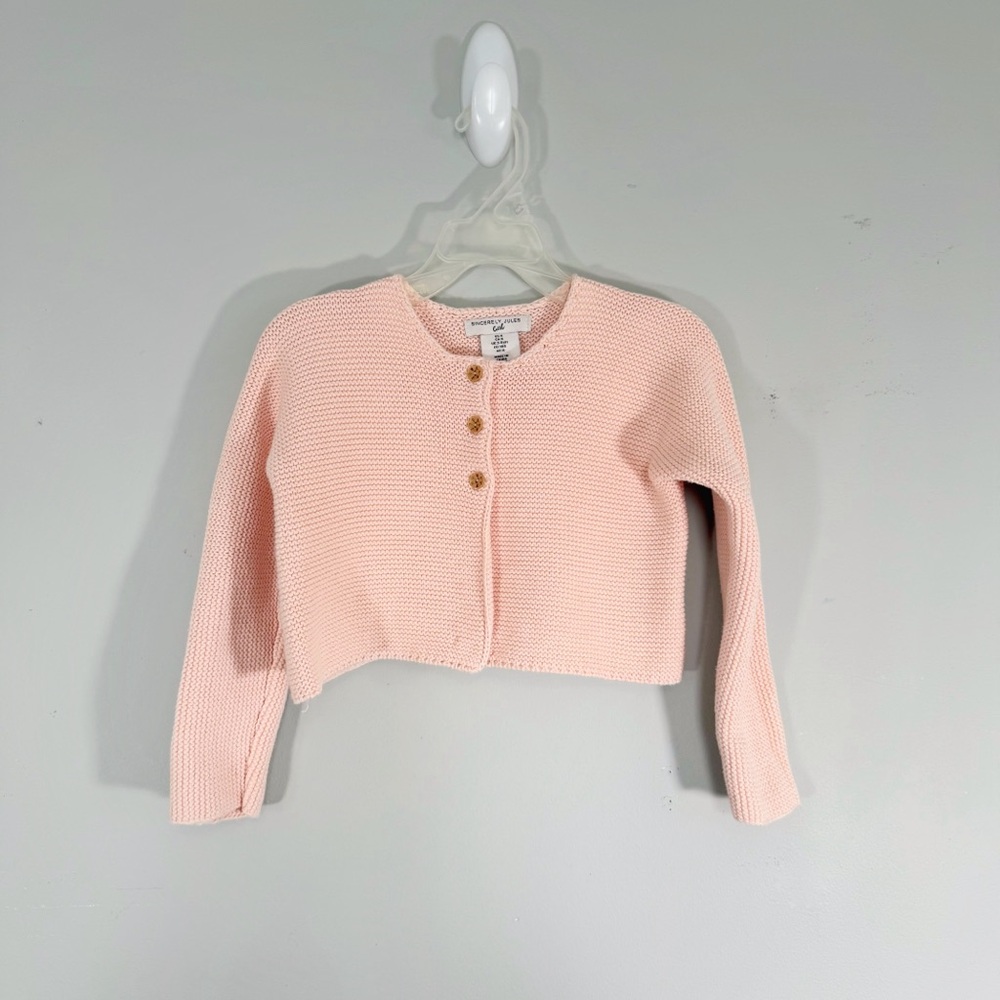 Sincerely Jules Cropped Knit Cardigan Girl’s Size 4 in Peach Boho Cottagecore
